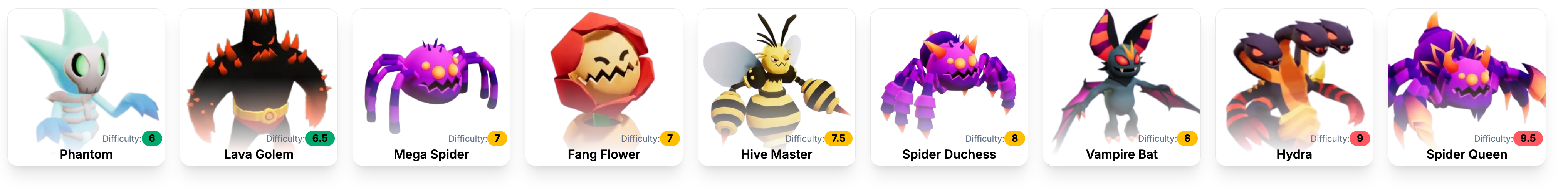 Canavar seçim ekranı